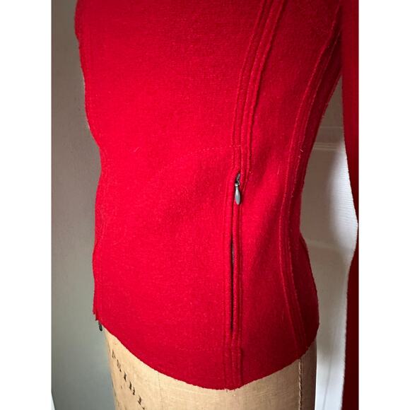 FRAUENSCHUH Red jacket wool hooded gray Full Zip Pockets Xs limited edition ski - Picture 16 of 16